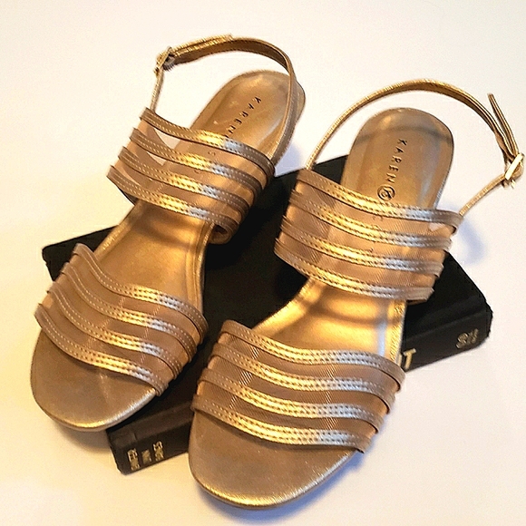 Karen Scott Gold Wedge Sandals 7.5 - Picture 3 of 7